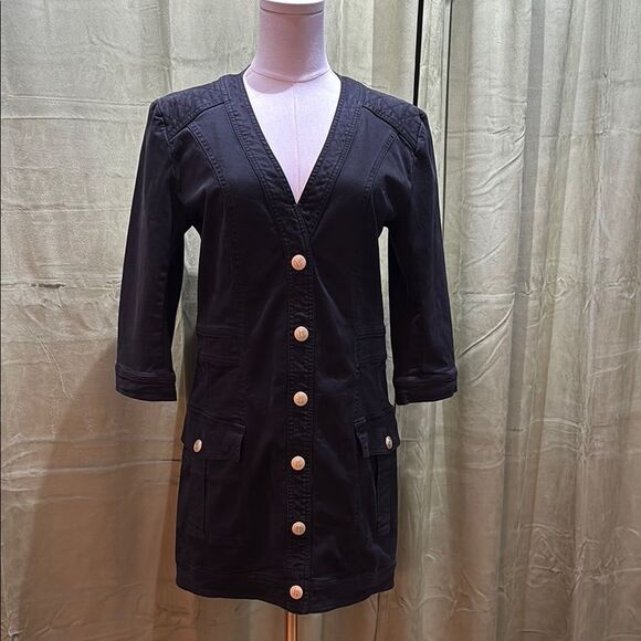 Balmain Dresses & Skirts - Balmain Black Mini Dress with Gold Buttons